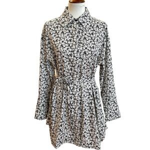 Sofia Richie Bar III like new Black White Floral Tie Shirt Dress Sz 2